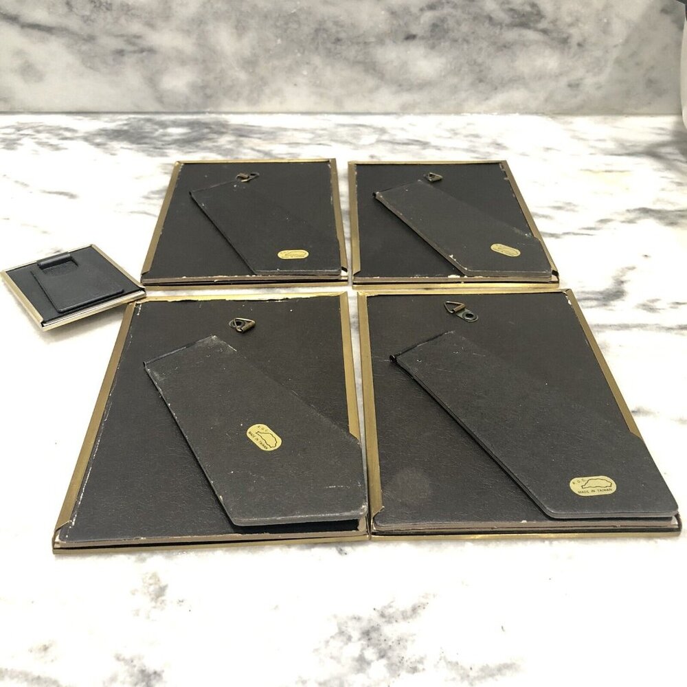 Vintage Solid Brass PicturePhoto Frame 5 PCS Oval 5x7 & 2.5x3.5 Hand Polished - Picture 12 of 12